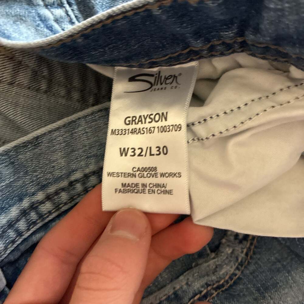 Silver Jeans Men's GRAYSON Straight Leg Mid Rise Dark Wash 33/30 Measure 34/30